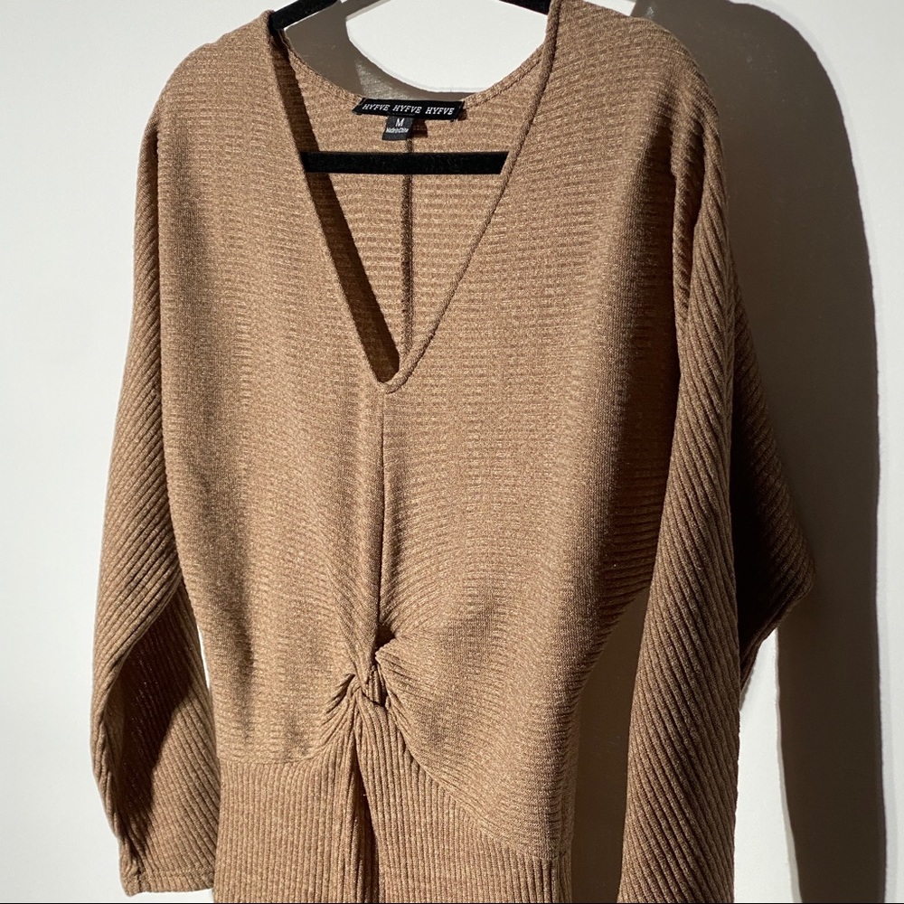 Brown knit bodycon dress